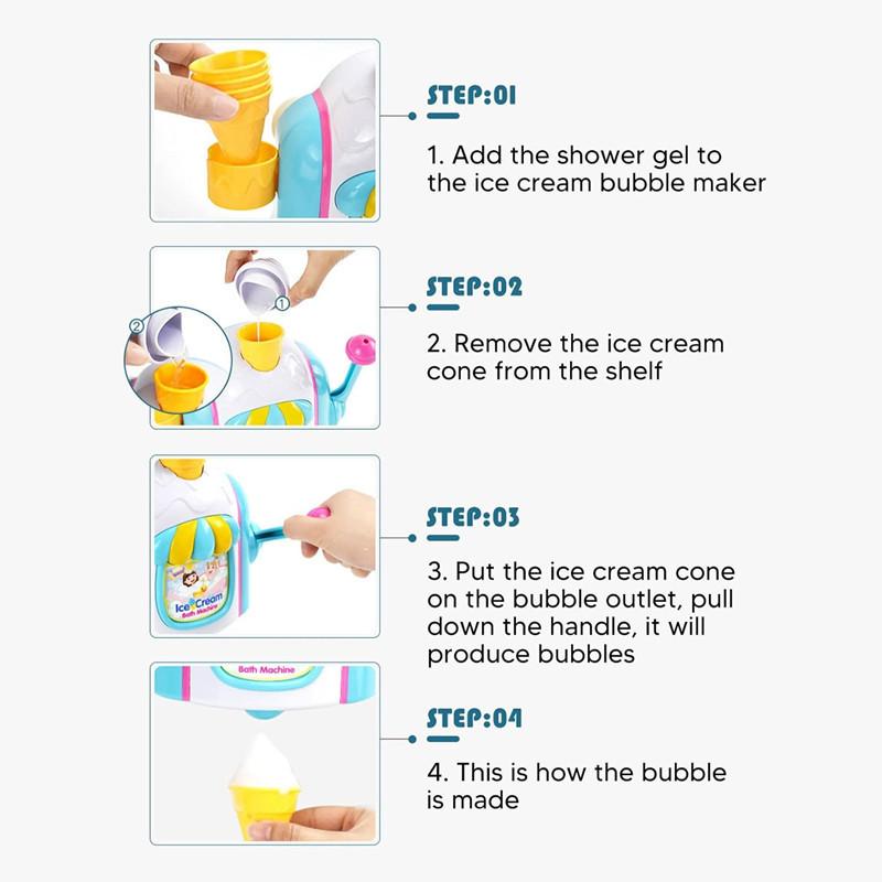 Child Bathroom Ice Cream Machine Bubble Machine Bath Cartoon Manual Bubbles Manufacturing Machine