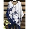 Women's Bohemian Flower Print T-Shirts Black Colorful Retro Full Body Graphic