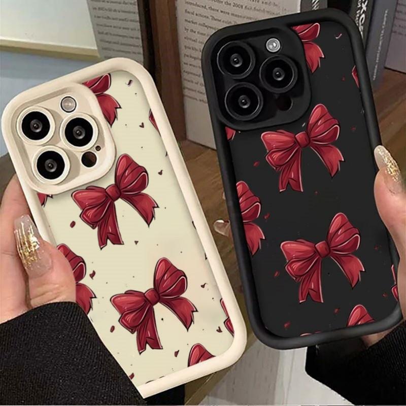 Love Heart Phone Case For Google Pixel 10 9 8 7 Pro XL 8A 7A 9Pro 7Pro 8Pro 9ProXL Silicone Red Bowknot Tie INS Fashion Cover