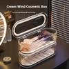 Transparente Wind Kosmetikbox mit Spiegeldeckel - Staubdichter Make-up Pinsel Organizer für Puder, Rouge und Augenbrauenstifte - Tragbar Transparent