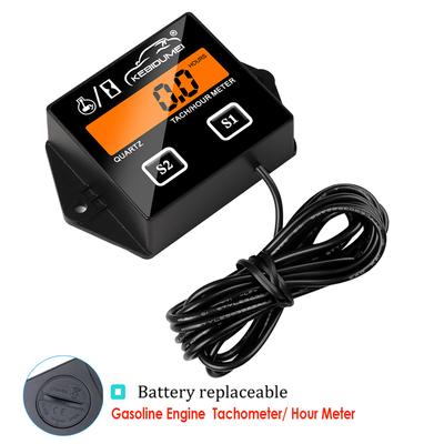 LCD Digital Tach Hour Meter Tachometer for Outboard Motor Lawn Mower Motocross Motorcycle Marine Chainsaw Battery Replacable