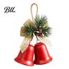 Vintage Style Hanging Decorations Christmas Bell Ornaments, Metal Double Jingle Bells Xmas Tree Retro Iron Ornaments Decoration with Pinecones Berries