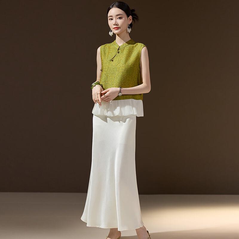 New Chinese Style Sleeveless Vest & Skirt Set