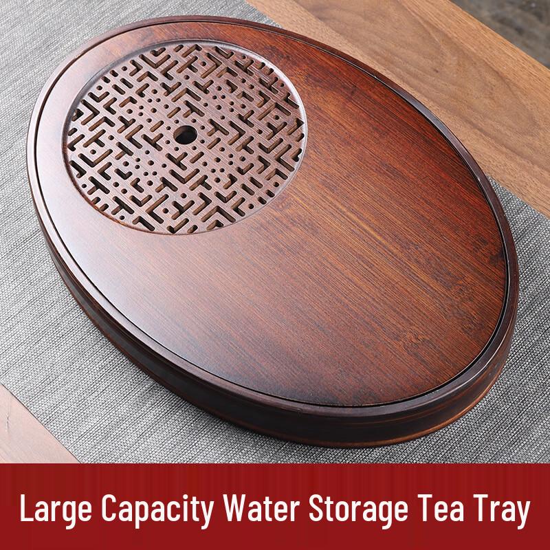Oval Bamboo Water-Storing Tea Tray