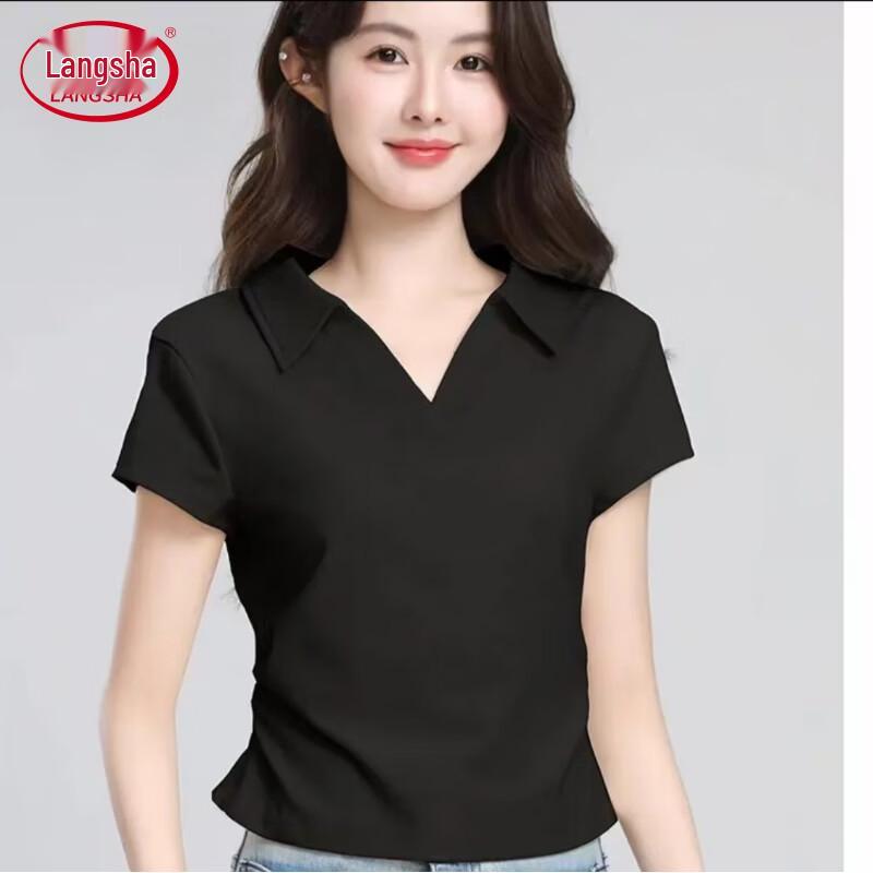 Langsai Women s Short Sleeve Polo T-Shirt L