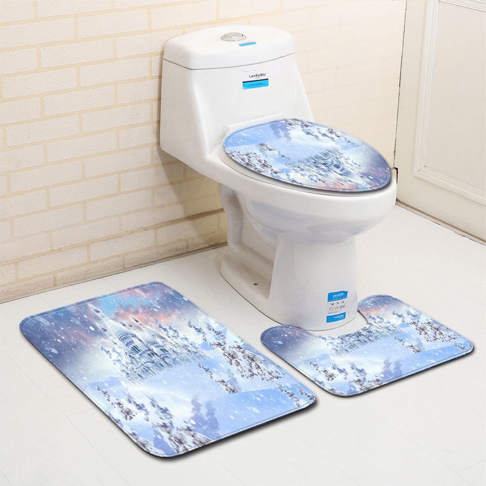 Christmas Bathroom Floor Mat Toilet Three-Piece Set