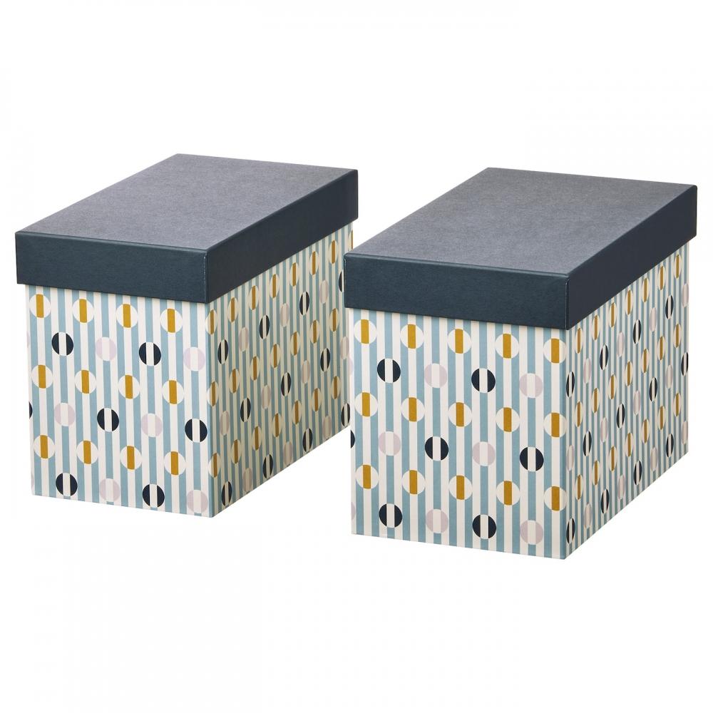 

Ящик для хранения таксы IKEA DAKSJUS+2 типа крышек в полоску, синий