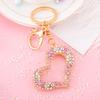 Keychain Pendant 3D Cartoon Heart Design Colorful Rhinestones Inlaid Key Chain with Lobster Clasp Key Ring Bags Accessories