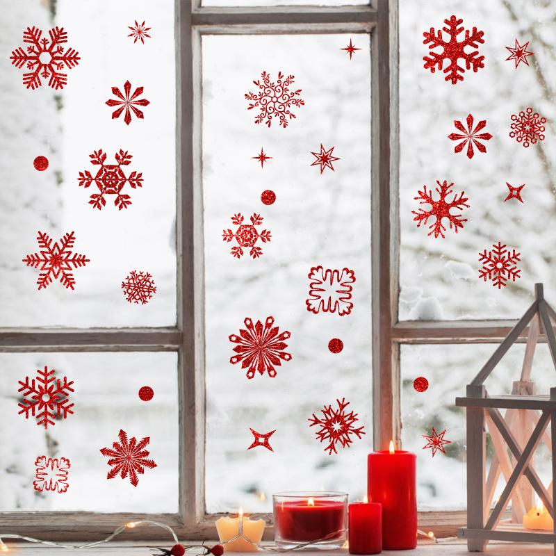 Shiny Snowflakes Electrostatic Wall Stickers For Christmas Decoration Room Home Decals Bedroom New Year Glass Window Decor Mural
