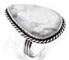 Howlite Natural Gemstone Antique Silver Plated Ring US Size-8.5 A 385