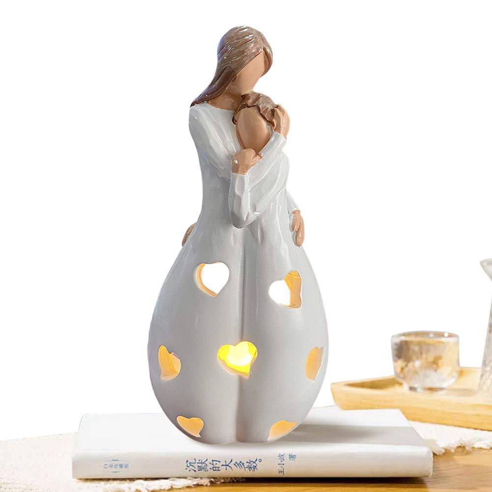 Candle Holder Statue Candle Light Statue Candle Holder Figurine Standing Mother Hugging Daughter Statue for Mothers Gifts China Mainland