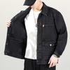 Denim Jacket Men Distressed Turn Down Collar Coats Single Breasted Washed Outerwear Loose Fit Pockets