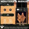 Porte automatique pour poulailler en alliage d'aluminium - minuterie LCD, capteur anti-pincement, 3×AA