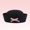 Striped Black Bow Decorative Sailor Hat Spring And Summer Dome Beret For Women'S