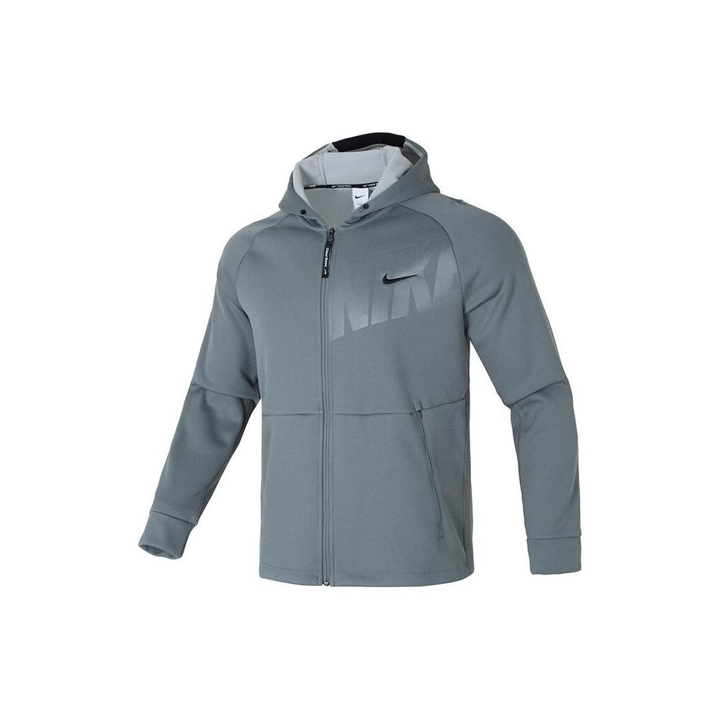 Nike Solid Color Casual Raglan Sleeve Hooded Long Sleeve Jacket Men Jackets Blue Gray FN3057-084