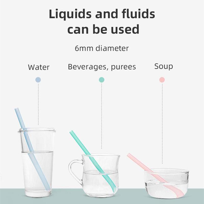 6 PCS Transparent Silicone Straws Reusable Food Grade Bendable Straight Drinking Straw With Cleaning Brush Set Party Accessory