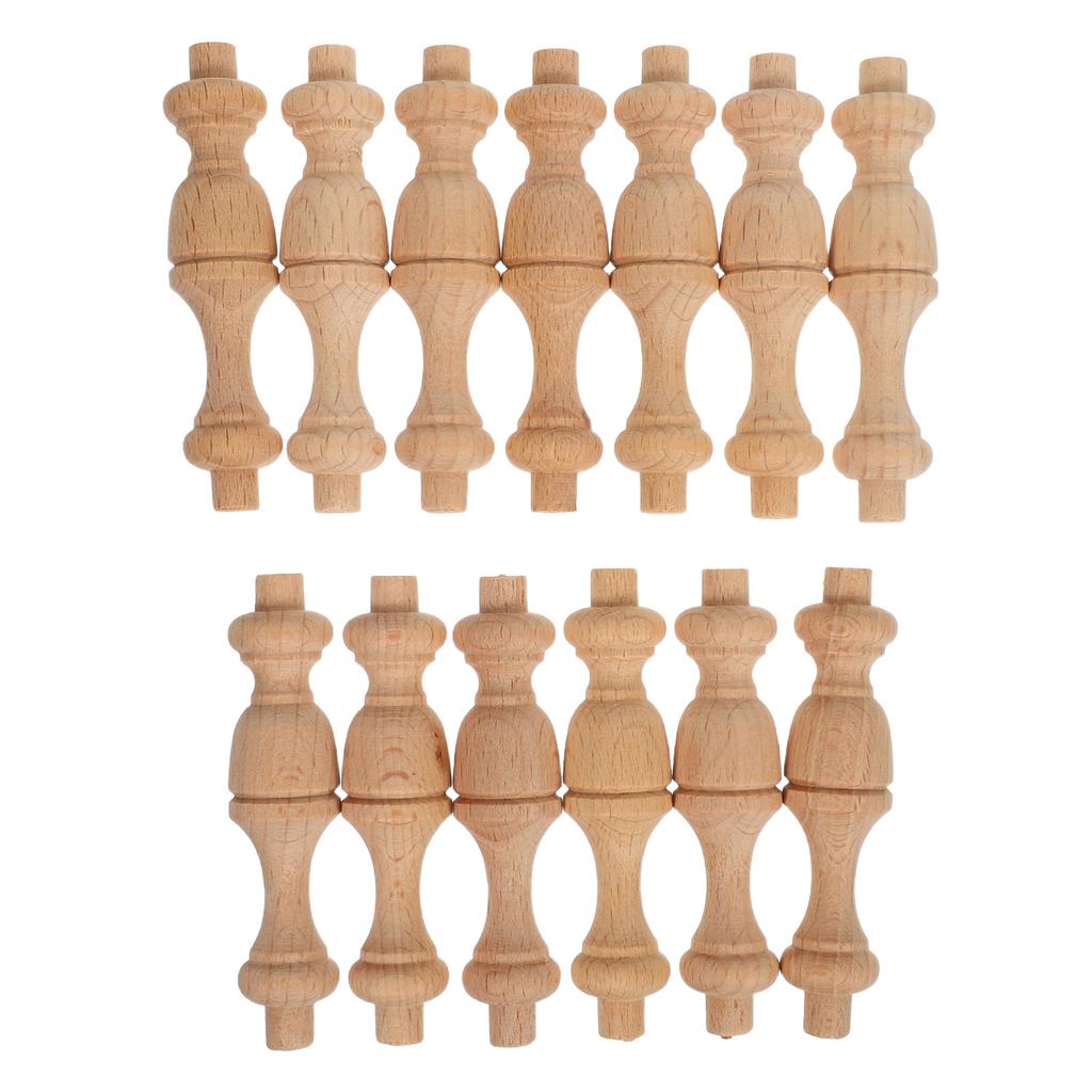 12Pcs Solid Wood Roman Pillar Spindles Classic Decorative Home Accessories Mini Cabinet Posts Indoor Outdoor Use