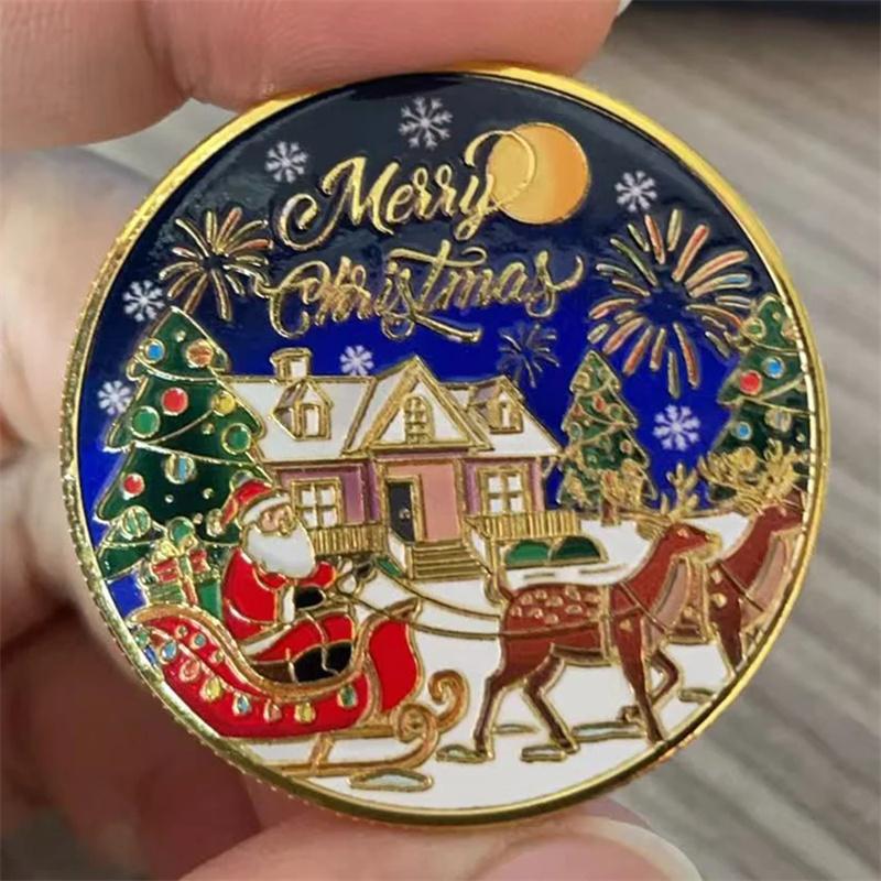 1Pcs Souvenir Coin Merry Christmas Commemorative Coins Collection Metal Crafts