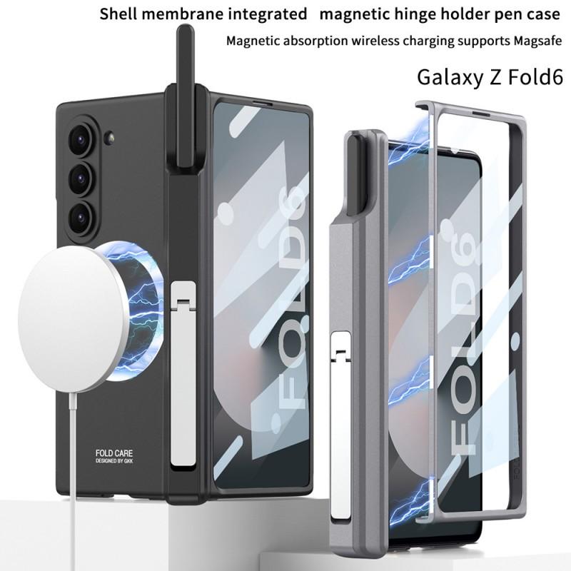 Custodia Magnetica per Galaxy Z Fold6 con Supporto Rimovibile Portapenne Finitura Opaca Cover Protettiva in PC Antiurto