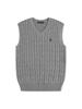 Unisex V-neck Embroidered Cable Knit Wool Vest – Lightweight, Breathable, Pure Comfort for Spring and Autumn.