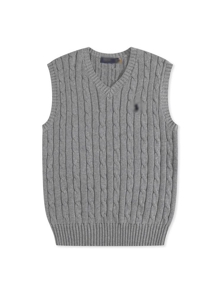 Unisex V-neck Embroidered Cable Knit Wool Vest – Lightweight, Breathable, Pure Comfort for Spring and Autumn.