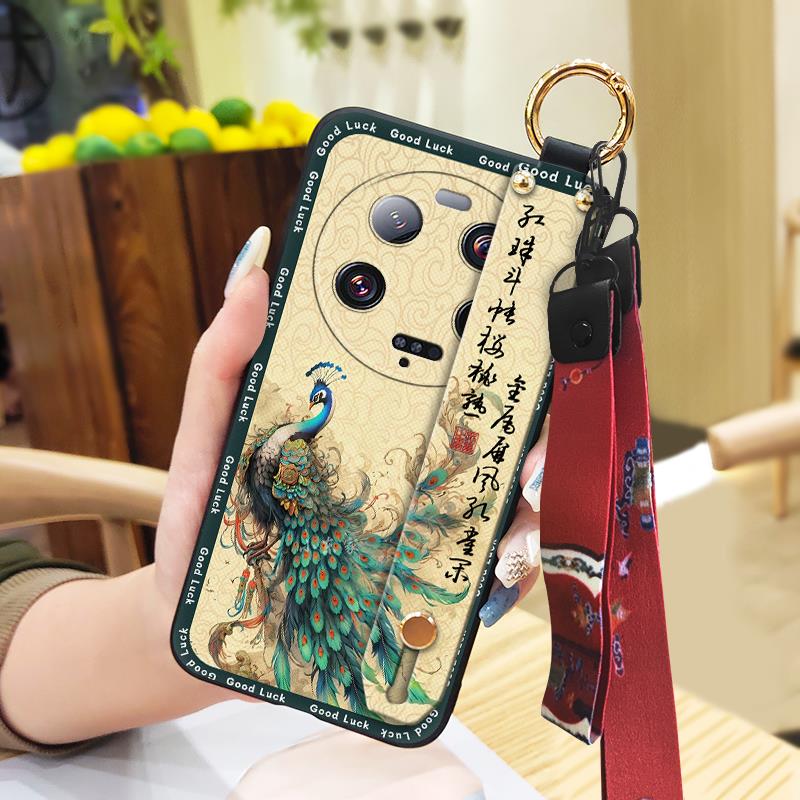 Anti-dust Kickstand Phone Case For Xiaomi 13 Ultra Back Cover Phone Holder Silicone Durable Lanyard Elderly Lady Fashion