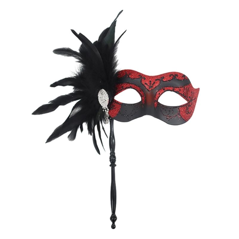 Venetian Masquerade Masks Halloween Mardi Gras Masks with Stick Ball Party Masks