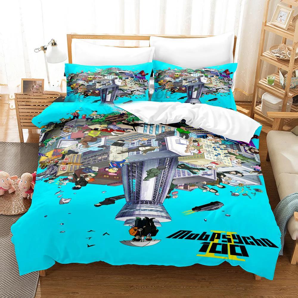 3D Printed Mob Psycho 100 Bedding Set Anime Kageyama Shigeo Duvet Cover Set Double Twin Full Queen King Adult Kids Quilt Cover