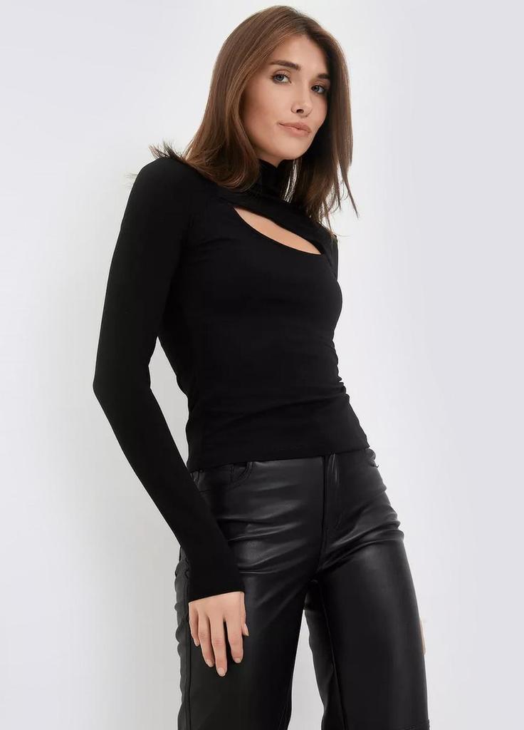 Bluză cu mâneci lungi din bumbac cu decolteu