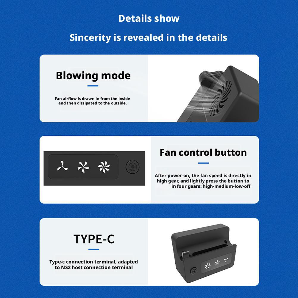 Dockingstation Dock Konsole Dock Kühler Host Mit Lüfter 2-Gang-Einstellung Für NS2 Für Switch 2 Lüfter