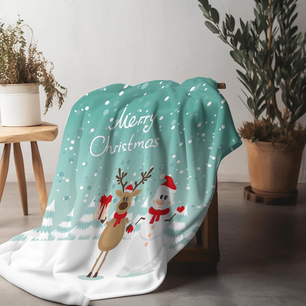 

Festive Christmas Blanket Cozy Reindeer Snowman Throw Soft Warm Holiday Decor Gift Home Couch Bed 75x90cm
