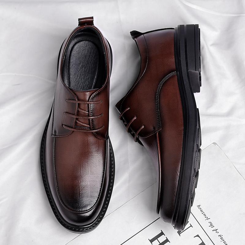 Fashion Spring/Summer Men 37-45 Men's Flat/6CM Heightening Elevator Shoes Business Formal Leather Shoes Man British Casual Wedding Suit
