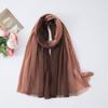 Japanese Off-white Gradual Change Literary Polyester Spring and Summer Thin New Summer Sunscreen Scarf White Shawl Silk Scarf Yarn