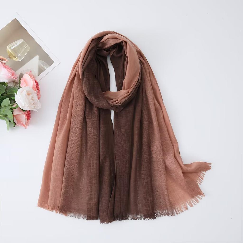 Japanese Off-white Gradual Change Literary Polyester Spring and Summer Thin New Summer Sunscreen Scarf White Shawl Silk Scarf Yarn