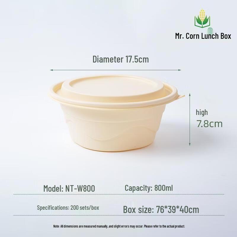 Corn Starch Disposable Round Takeaway Bowl