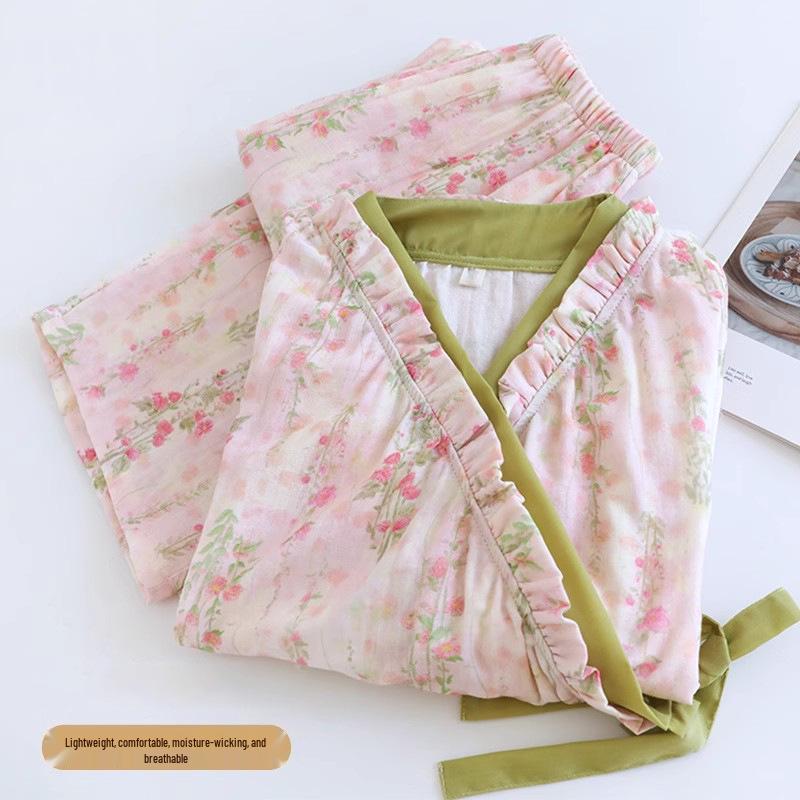 Women's Long Sleeve Cloud Cotton Pajama Set with Tie-up Cardigan