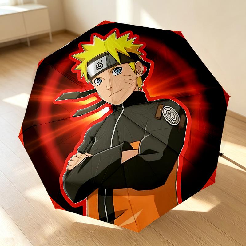 Naruto Power 8 Ribs 3Fold Black Glue Uv Protection Umbrella Sun Protection Rainproof Compact Folding Umbrella For Travel Daily Use C923898