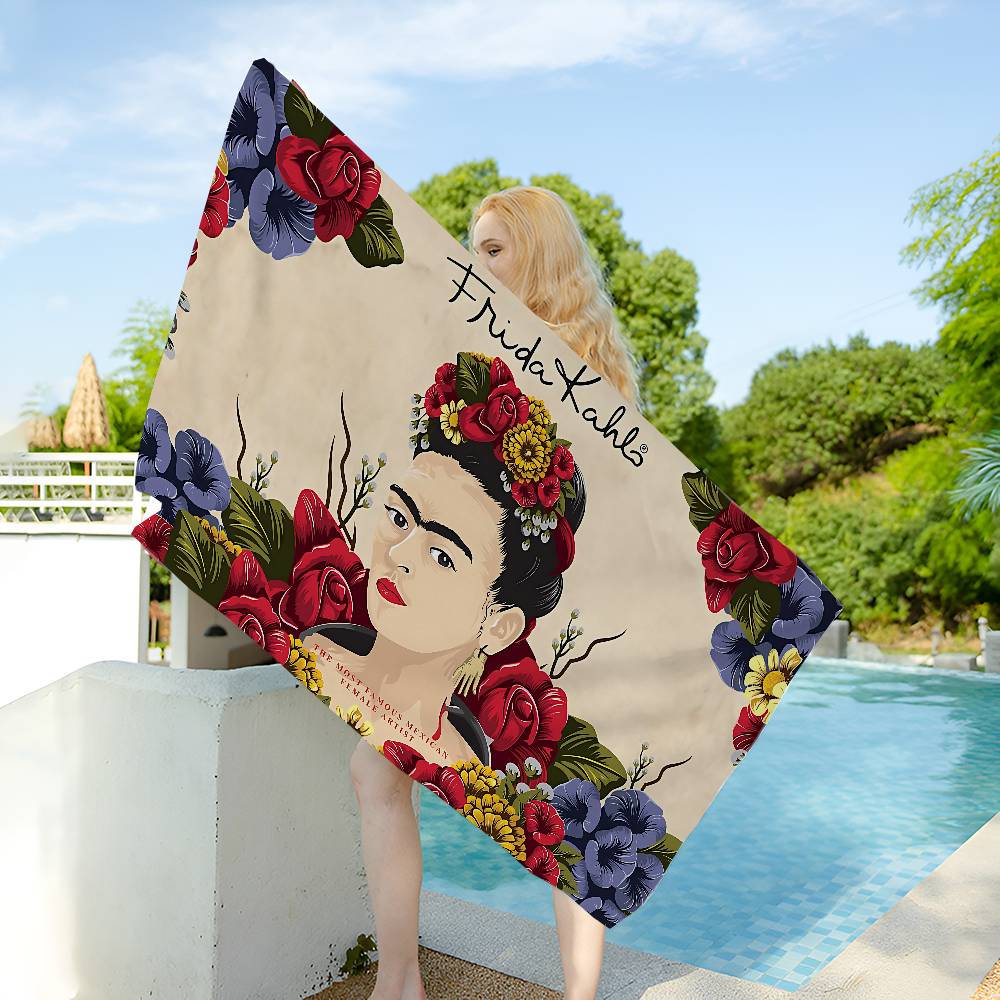 F-Frida K-Kahlo Arte Microfibra Asciugamano da Spiaggia Assorbente Asciugatura Rapida Morbido Yoga Nuoto Resort Arrampicata su Montagna Asciugamano