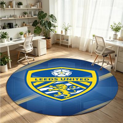Leeds United Bedrukte Ronde Kristal Fluweel Tapijt Zacht Antislip Vloerkleed Voor Slaapkamer Vakantiecadeau