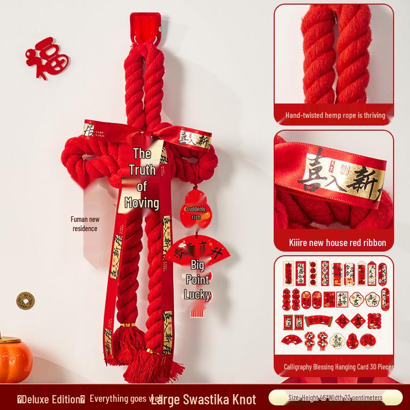 Housewarming Decor: Fu Character Door Handle Pendant Knot for New Home Ceremony
