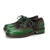 Johnature Pumps Women's Shoes Genuine Leather Lace-up Retro Round Toe Versatile Low Heels Shoes