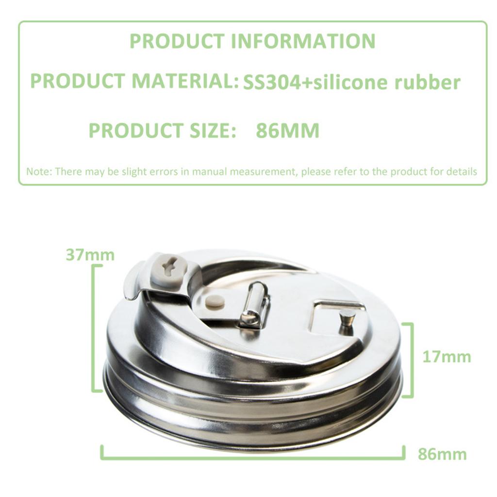 Metal Mason Jar Lid Built-in Suction Nozzle Stainless Steel Wide Mouth Lid for Daily Office Work Outdoors Leisure Occasions