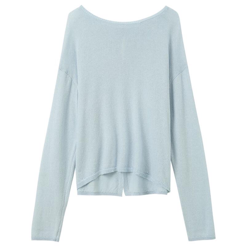 Sancai 2025 Autumn Round Neck Cutout Knit Pullover Top