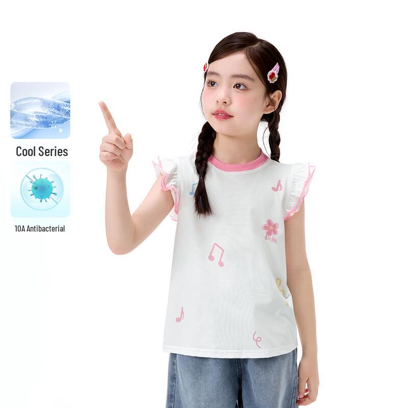 Xiaoyinman Girl s Round Neck Sleeveless Print T-shirt 160