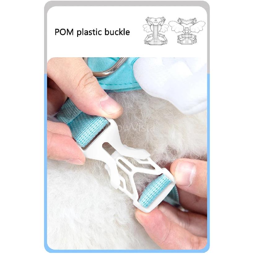 Luxurious Angel Wings Puppy Harness Set Lightweight Adjustable POM Buckle Pet Vest Chest Strap for Small Dog Cat Daily Walking