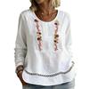 2025 Women's Long Sleeve Lace Patchwork Casual Shirt - Elegant Solid Color