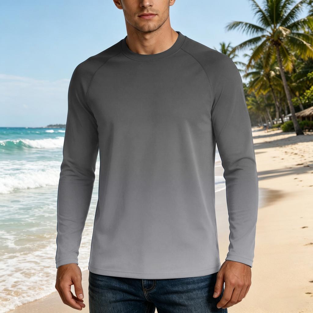 Herren UPF50+ Sonnenschutzshirt Langarm Leichtes Stretchgewebe Outdoor UV-beständiges Oberteil für Sport und tägliches Tragen