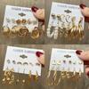 IF ME Fashion Butterfly Gold Earring Set Retro Pearl Pendant Stud Earrings Women Jewelry Accessories