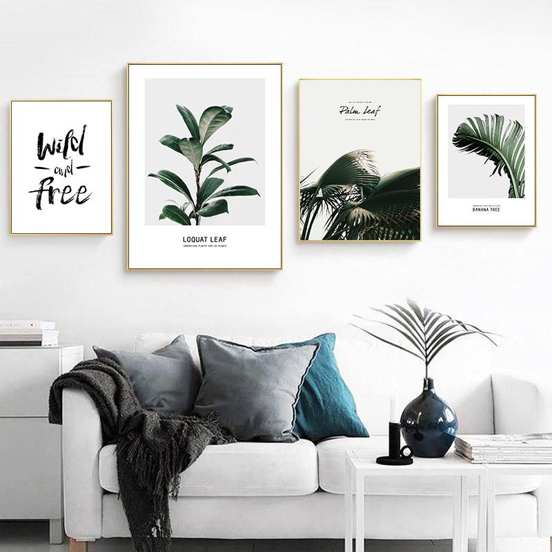 Green Leaf Poster Canvas Painting Plant Wall Art Pictures For Living Room Natural Modern Home Decorative Prints On The Wall