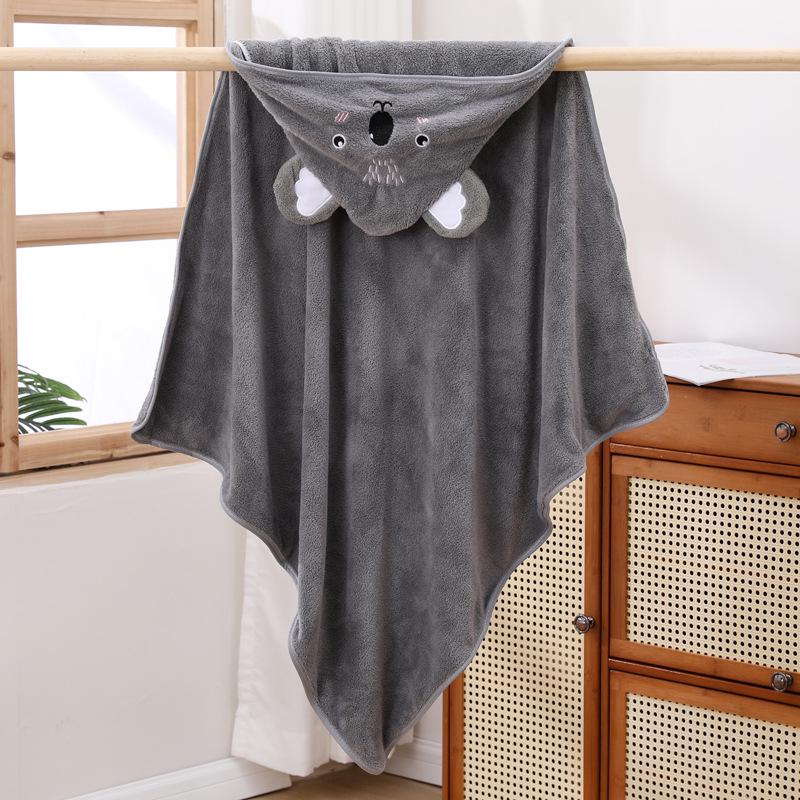 Children's Hooded Bath Poncho: Soft Coral Fleece Towel and Swaddle Blanket